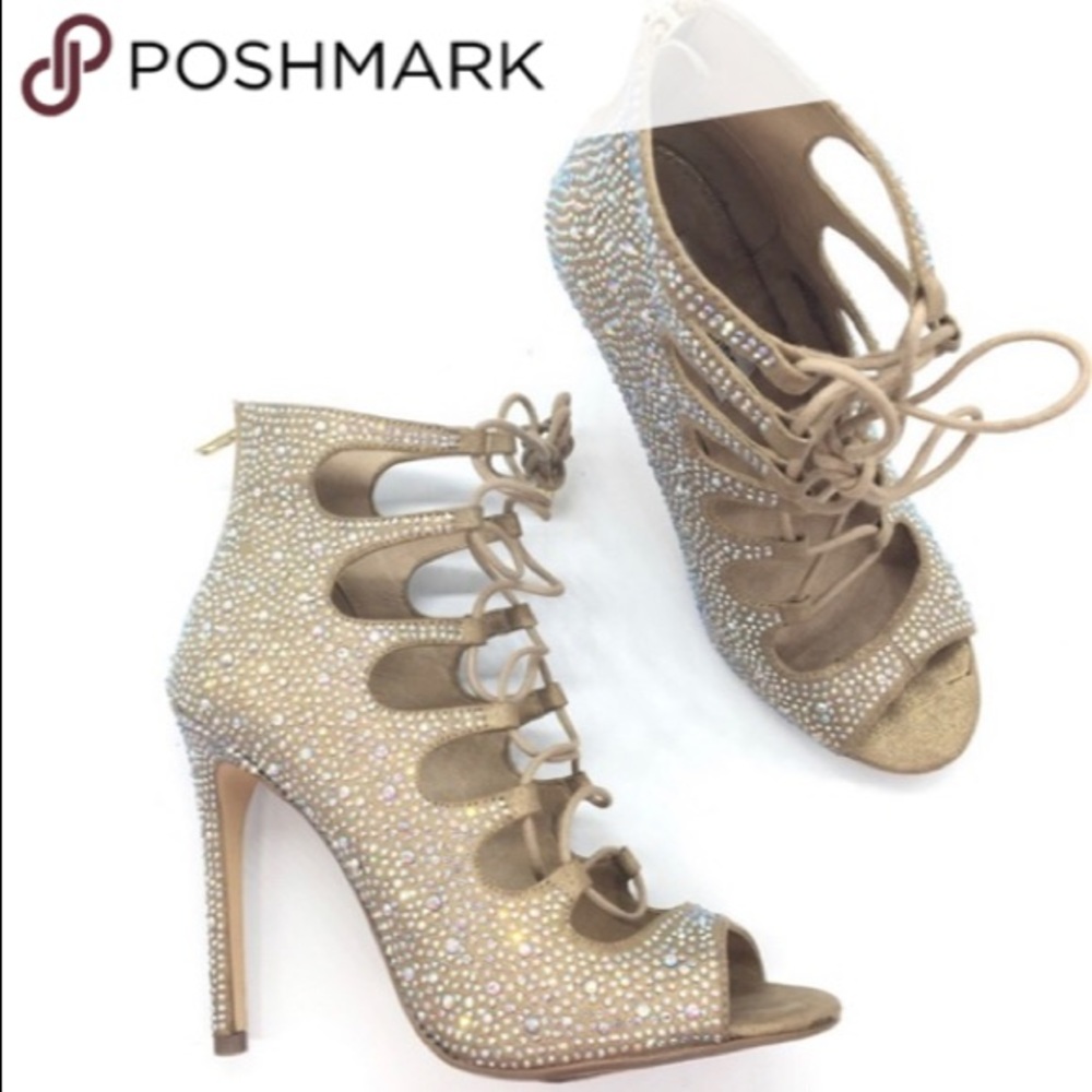 Steve Madden Cabaret Lace Up Rhinestone Heels